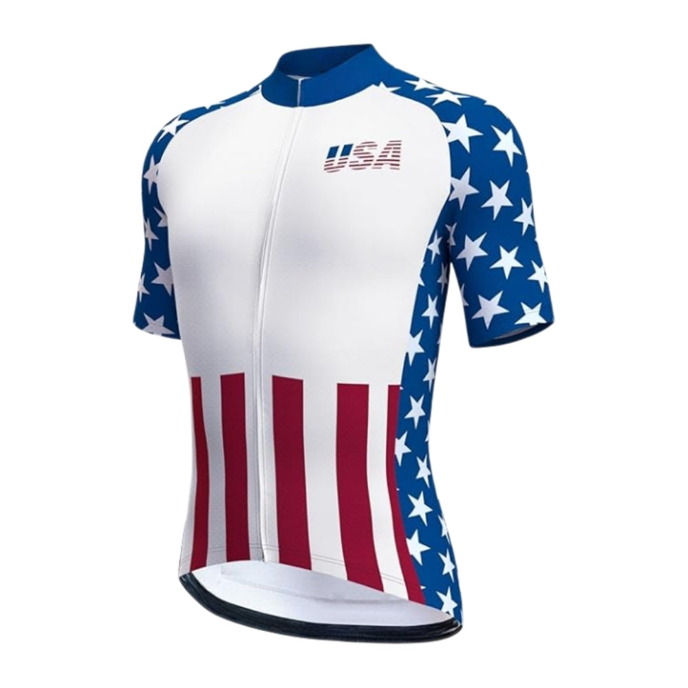 USA Flag Men's Cycling Short Sleeve Jersey, Patriotic Cycling Jersey CZ0050