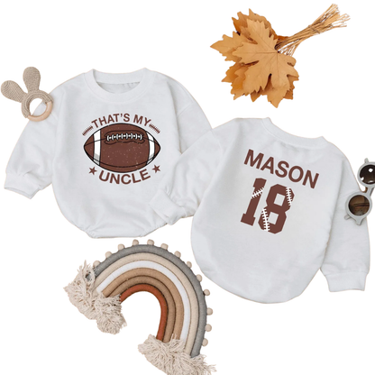 That's My Uncle Custom Football Baby Romper Sweatshirt, Custom Football Romper Sweatshirt For Baby BB0713