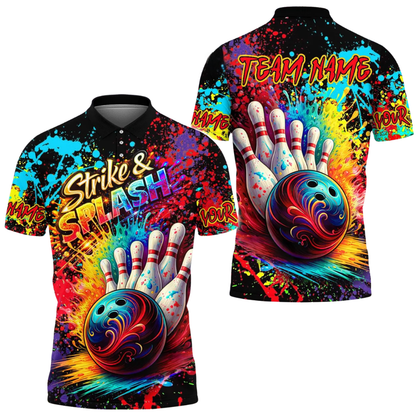 Strike & Splash Custom Colorful Mens Bowling Team Shirts, Custom Multicolor Bowling Shirts BE0204