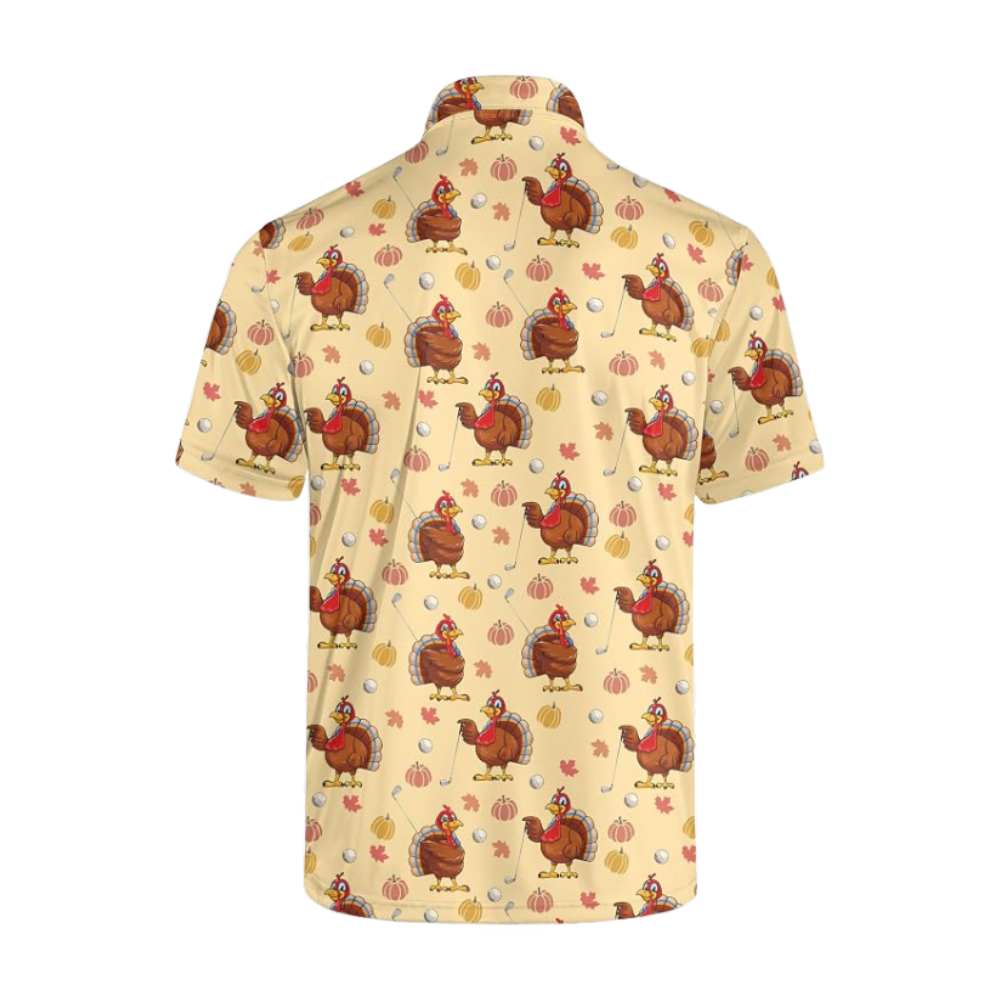 Turkey Yellow Golf Polo Shirt Mens, Thanksgiving Golf Shirts GZ0442