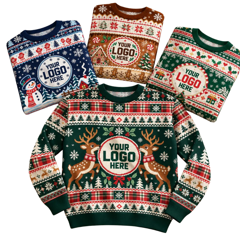 Custom Logo Reindeer Christmas Ugly Sweater, Personalized Photo Ugly Christmas Sweatshirt 2D1280