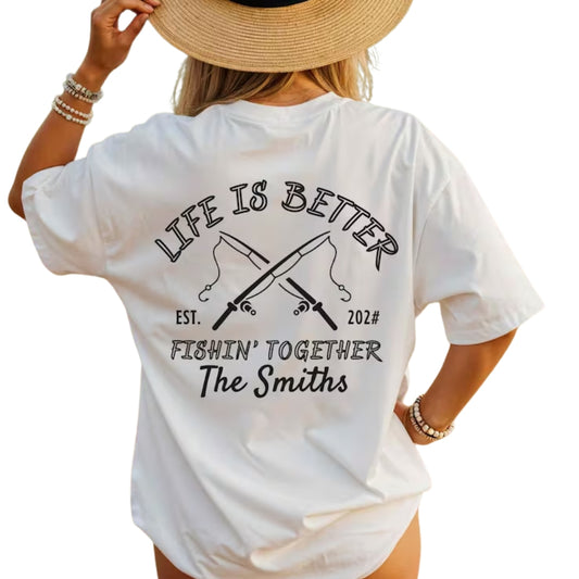 Life Is Better Fishin' Together Custom Couple Matching Fishing T Shirts, Personalized Fishing Matching Couple Shirts ET0823