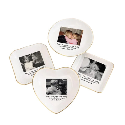 Custom Photo Mother of The Bride Jewelry Dish, Personalized Photo Jewelry Dish for Mom on Wedding Day WD0078