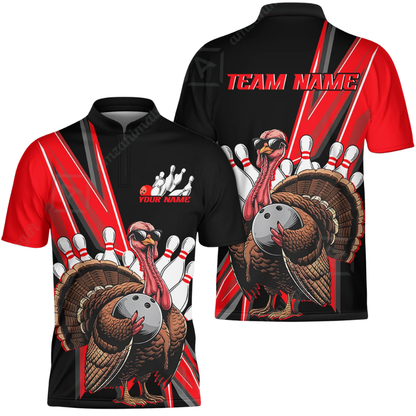 Custom Turkey Chicken Bowling Mens Jersey, Custom Thanksgiving Bowling Shirts For Team BZ0633
