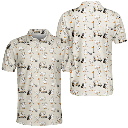 Men's Funny Goose Golf Polo Shirt, Goose Duck Lover Golf Shirt GE0586