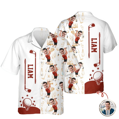 Custom Photo And Name Golfer Hawaiian Shirt For Mens, Custom Face Golf Hawaiian Shirts HE0490