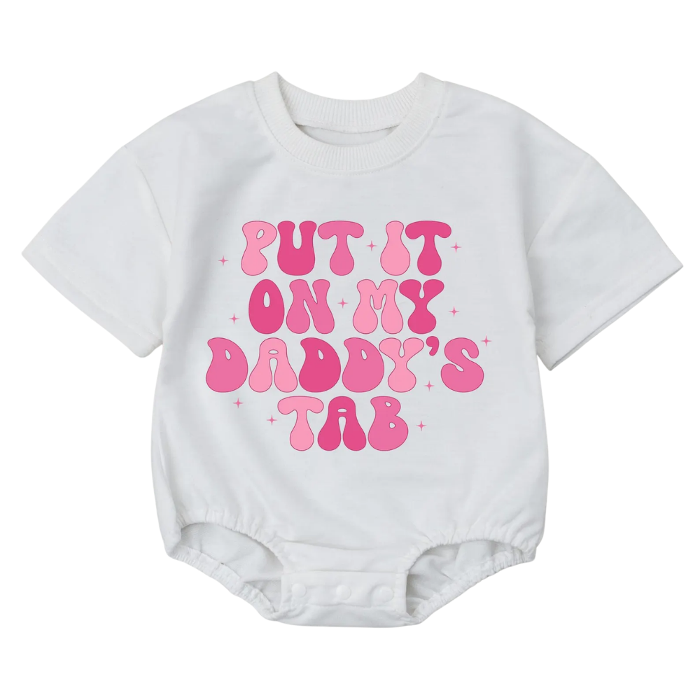 Put It On My Daddy’s Tab Baby T Shirt Romper, Funny Baby Girl Romper BB0060