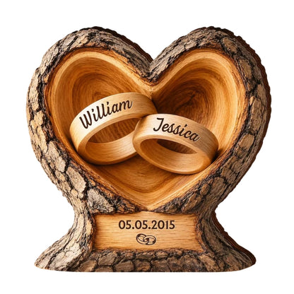Custom Interlocking Rings Couple Wooden Plaque, Custom Wedding Keepsake Wooden Block WD0767