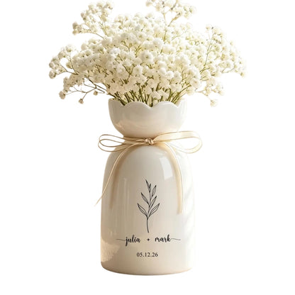 Personalized Couple Name And Date Flower Vase, Custom Engagement Wedding Vase WD0275