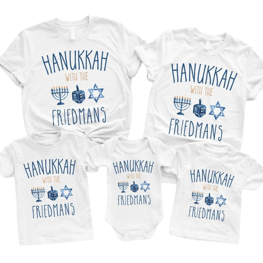 Custom Hanukkah Matching Family T Shirt, Personalized Matching Family Hanukkah Shirts ET0615