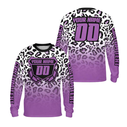 Custom Leopard Long Sleeve Motocross Racing Men Jersey, Custom Leopard Dirt Bike Shirts ME0012