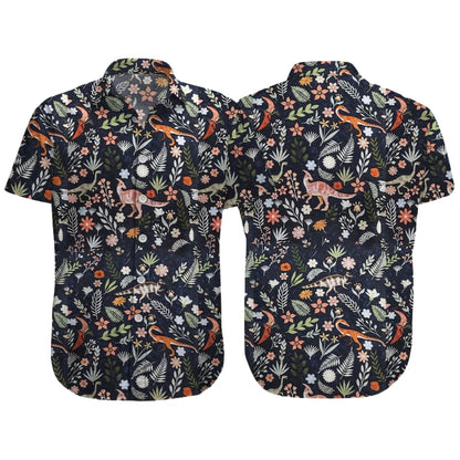 Dinosaur Floral Hawaiian Shirt For Men Women, Tropical Dinosaur Hawaiian Shirts HE0109