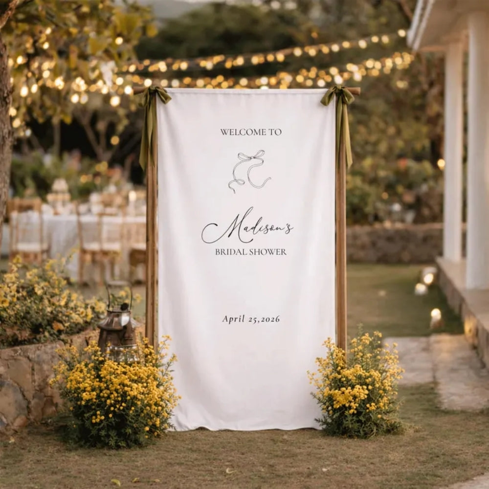 Welcome To Bridal Shower Custom Fabric Banner With Name & Date, Personalized Bridal Shower Welcome Sign Banner WD0206