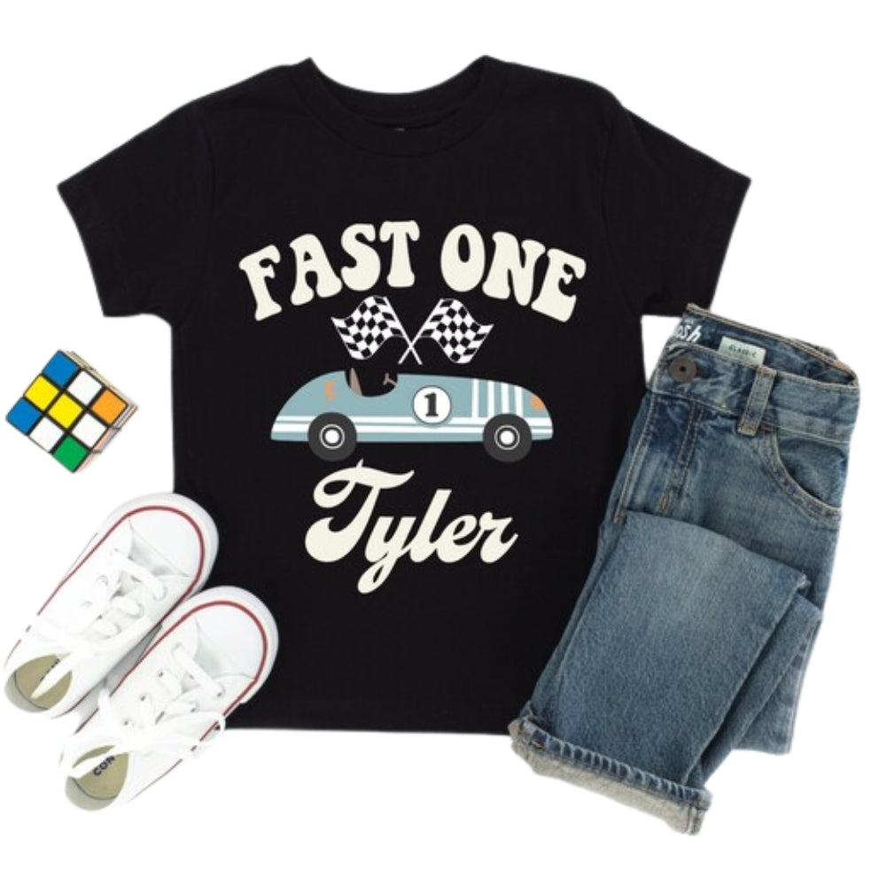 Custom Pit Crew Fast One Matching Family T Shirts For First Birthday, Custom Racing 1st Birthday Family Shirts ET0492