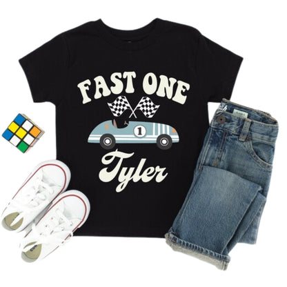 Custom Pit Crew Fast One Matching Family T Shirts For First Birthday, Custom Racing 1st Birthday Family Shirts ET0492