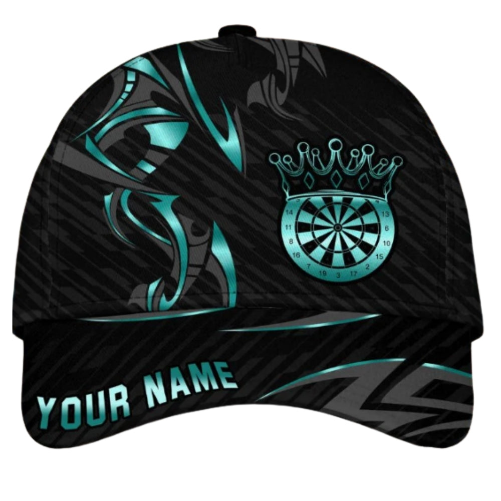 Custom Darts Black And Gold Baseball 3D Printed Cap, Custom Dart Players Cap Hat CP0429