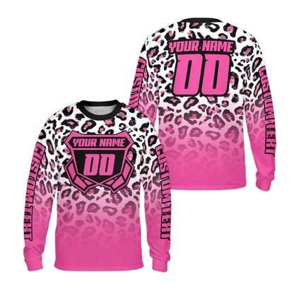 Custom Leopard Long Sleeve Motocross Racing Men Jersey, Custom Leopard Dirt Bike Shirts ME0012