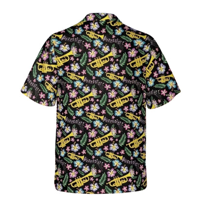 Trumpet Floral Men And Women Hawaiian Shirts, Trumpet Hawaiian Shirt For Musician HE0326