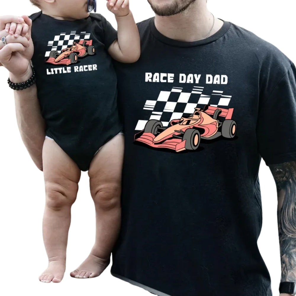 Race Day Dad Little Racer Matching Dad Son T Shirts, Racing Car Matching Dad Shirts ET0930