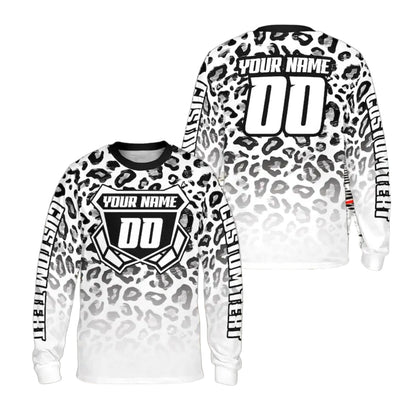 Custom Leopard Long Sleeve Motocross Racing Men Jersey, Custom Leopard Dirt Bike Shirts ME0012