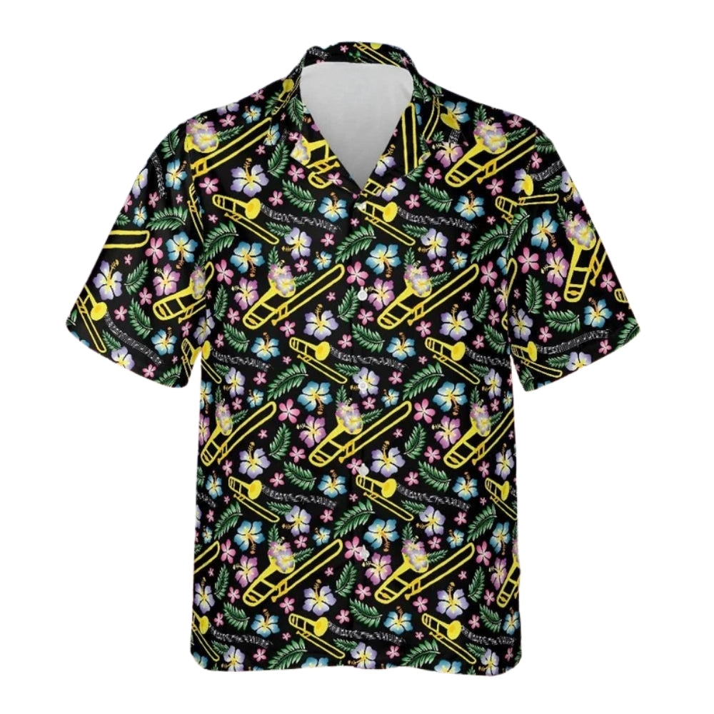 Tropical Trombone Hawaiian Shirt Men Women, Trombone Hawaiian Shirts HE0327