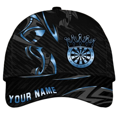 Custom Darts Black And Gold Baseball 3D Printed Cap, Custom Dart Players Cap Hat CP0429