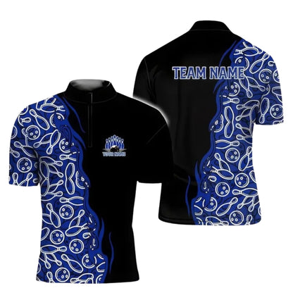 Custom Team Bowling Jersey For Men, Custom Black Purple Bowling Shirts BE0174