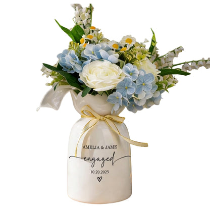 Personalized Engagement Wedding Bloom Vase For Couple, Custom Engaged Wedding Vase WD0324