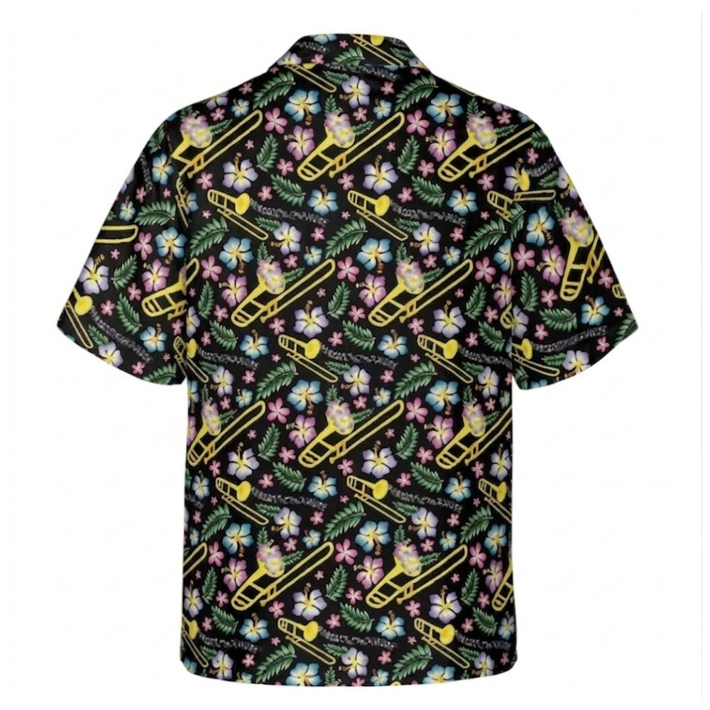 Tropical Trombone Hawaiian Shirt Men Women, Trombone Hawaiian Shirts HE0327
