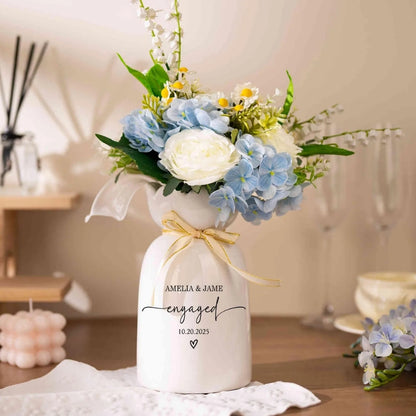 Personalized Engagement Wedding Bloom Vase For Couple, Custom Engaged Wedding Vase WD0324