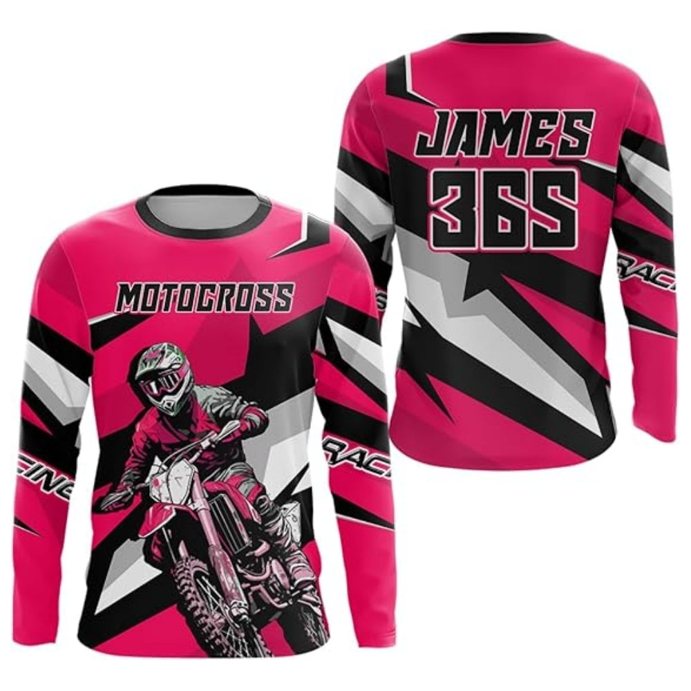 Custom Motocross Racing Long Sleeve Jersey Blue, Custom Motocross Jerseys MZ0055
