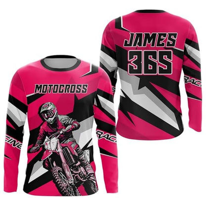 Custom Motocross Racing Long Sleeve Jersey Blue, Custom Motocross Jerseys MZ0055