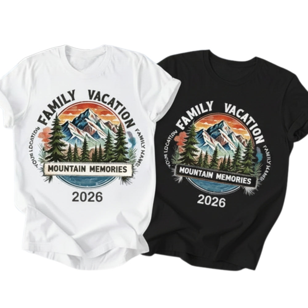 Family Vacation Mountain Memories Custom Matching Family T Shirts, Custom Vacation Matching Shirts Family ET0342