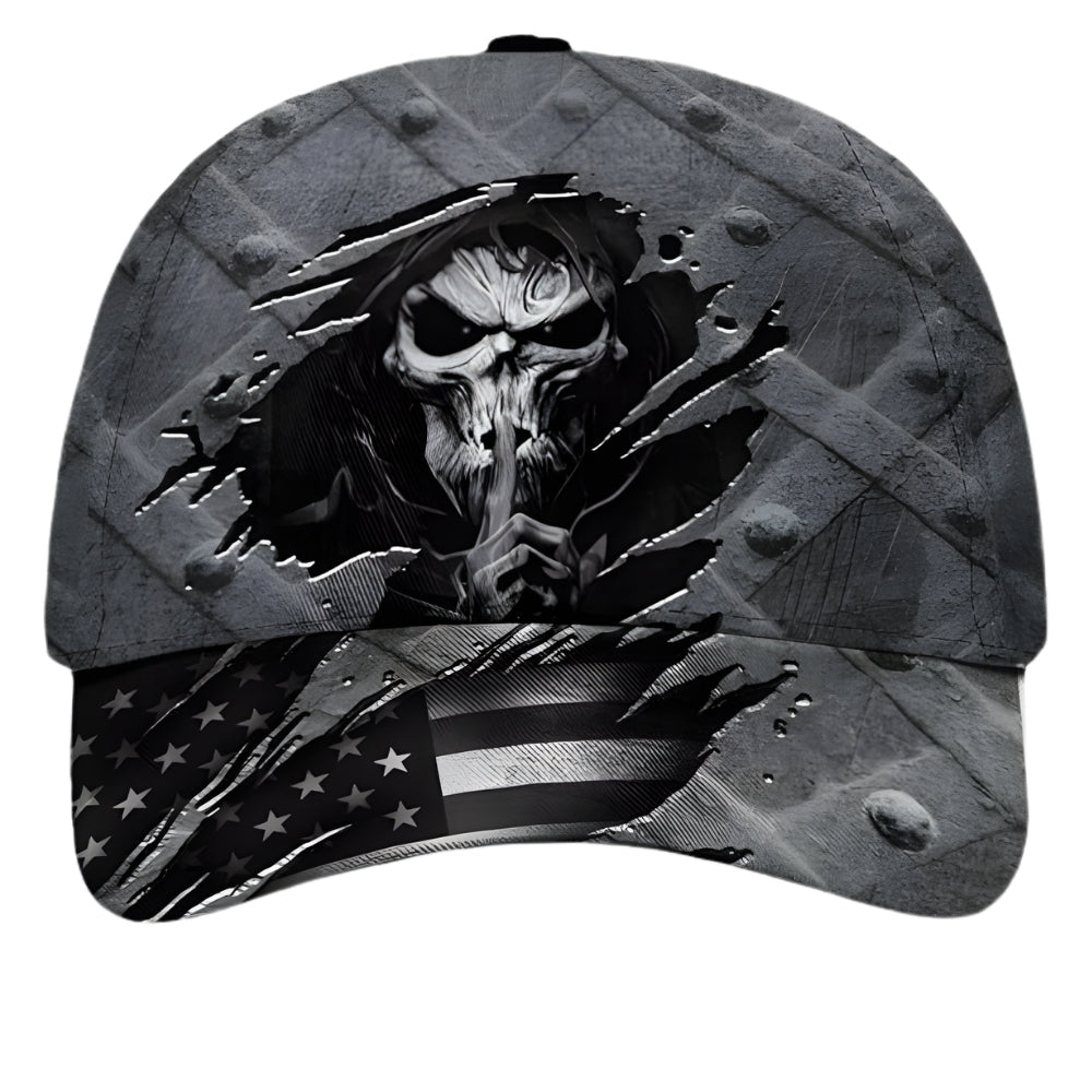 Skull 3D Baseball Cap, Skull American Flag 3D Print Caps Hats CP0169