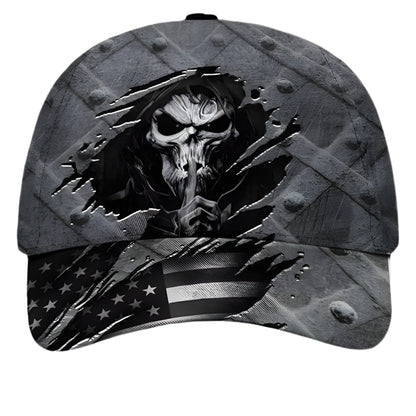 Skull 3D Baseball Cap, Skull American Flag 3D Print Caps Hats CP0169