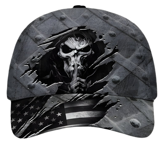 Skull 3D Baseball Cap, Skull American Flag 3D Print Caps Hats CP0169