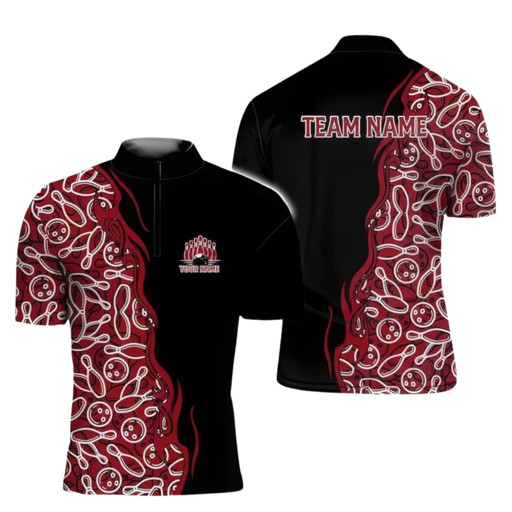 Custom Team Bowling Jersey For Men, Custom Black Purple Bowling Shirts BE0174