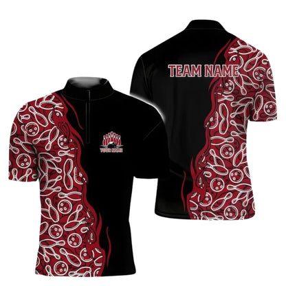 Custom Team Bowling Jersey For Men, Custom Black Purple Bowling Shirts BE0174