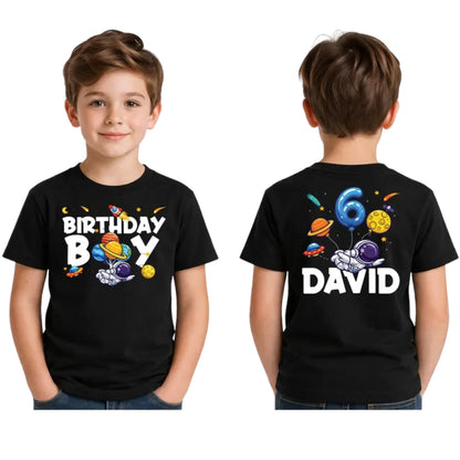 Personalized Austronaut Birthday Boy Matching Family T Shirts, Custom Matching Space Birthday Shirts For Family ET0494