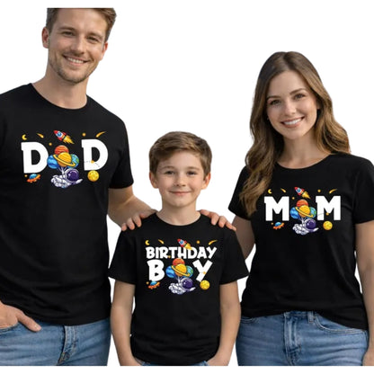 Personalized Austronaut Birthday Boy Matching Family T Shirts, Custom Matching Space Birthday Shirts For Family ET0494