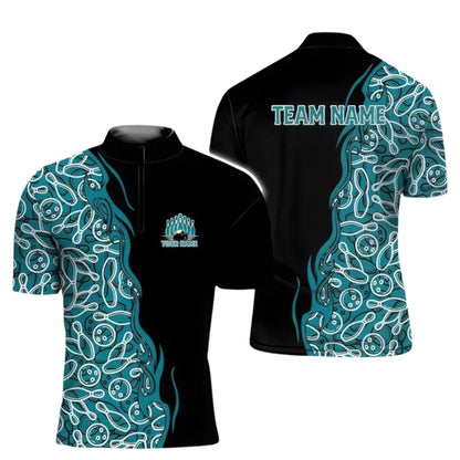 Custom Team Bowling Jersey For Men, Custom Black Purple Bowling Shirts BE0174