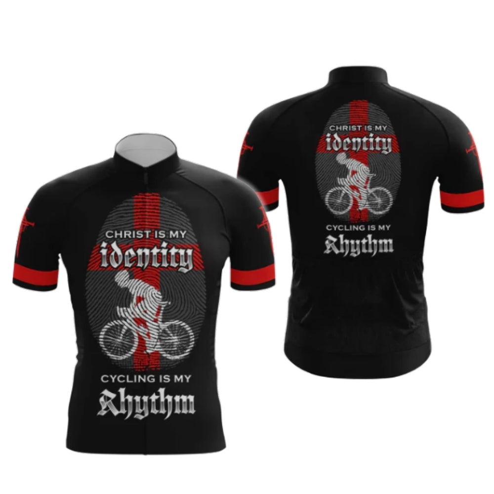 Christ Is My Identify Cycling Is My Rhythm Men's Short Sleeve Cycling Jersey, Christian Faith Cycling Jerseys CG0532