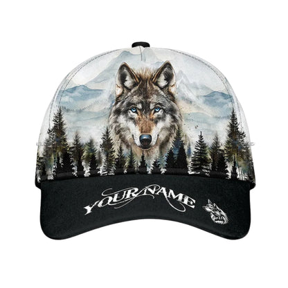 Personalized Wolf 3D Baseball Cap, Custom Name Wolf Hats Caps CP0170