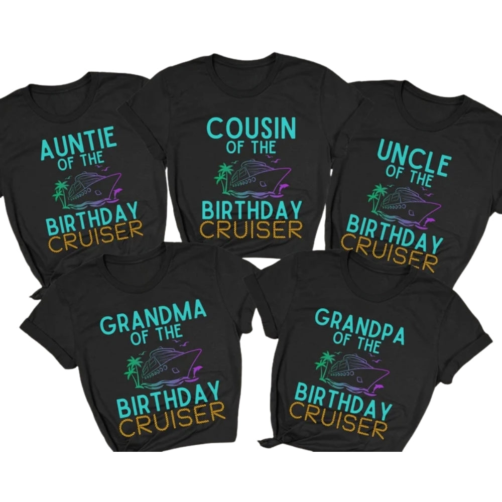 Personalized Cruising Into My 21st Birthday Family T Shirts, Custom Matching Birthday Shirts For Family ET0617