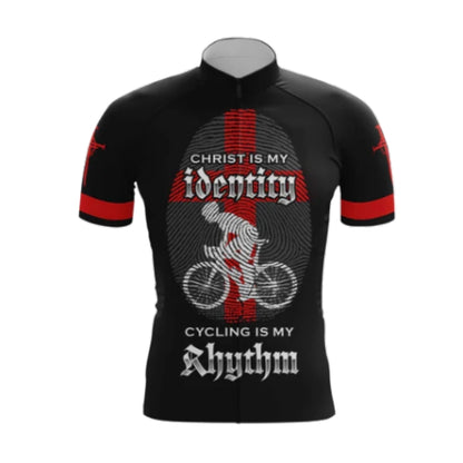 Christ Is My Identify Cycling Is My Rhythm Men's Short Sleeve Cycling Jersey, Christian Faith Cycling Jerseys CG0532
