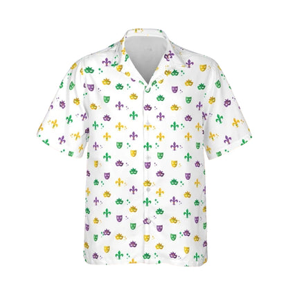 Fleur de Lis And Masks Mardi Gras Hawaiian Shirt Men Women, Mardi Gras Hawaiian Shirts HE0003