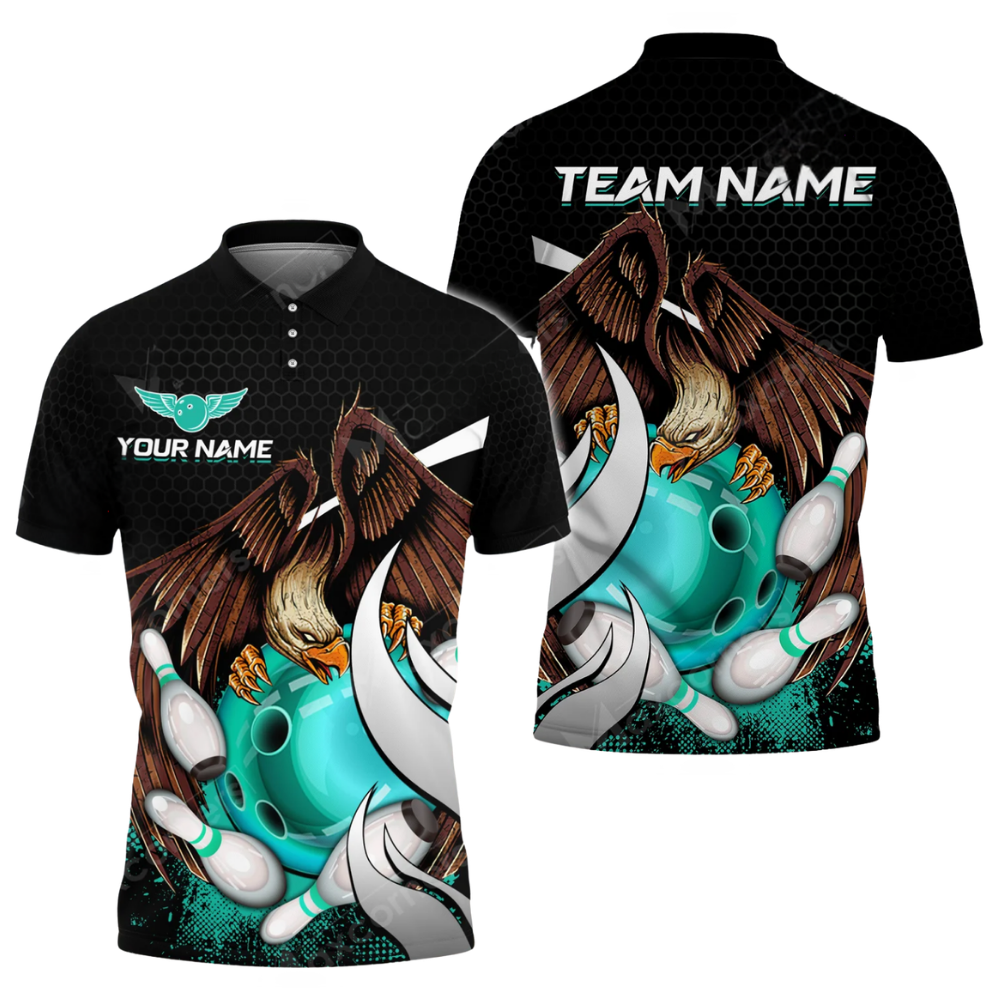 Eagle Custom Mens Bowling Polo Shirt, Custom Ealge Bowling Team Shirts BZ0660