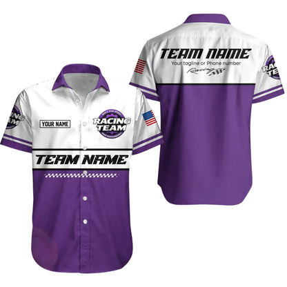 Custom Racing Team Work Hawaiian Shirt Mens, Personalized Mechanic Racing Uniforms HE0680