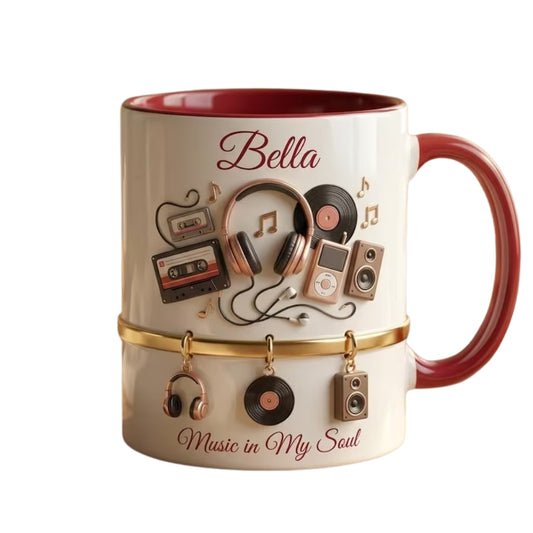 Music In My Soul Custom Name 3D Printed Coffee Mug, Personalized Music Lovers Mug Cup ET0109