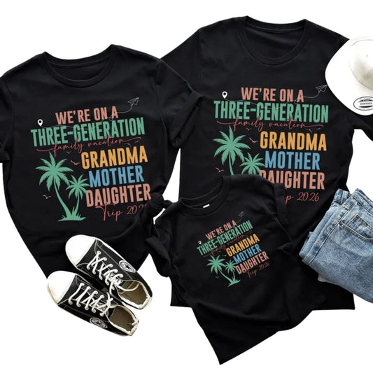 We're On A Three-Generation Family Vacation Custom Matching T Shirts, Custom Matching Vacation Family Shirts ET0227
